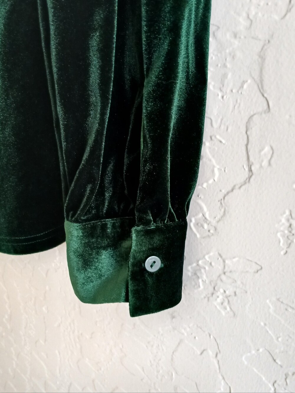 Modcloth Jewel Tone Velvet Button Up Top Women's XL Green Layering Party - Picture 8 of 9